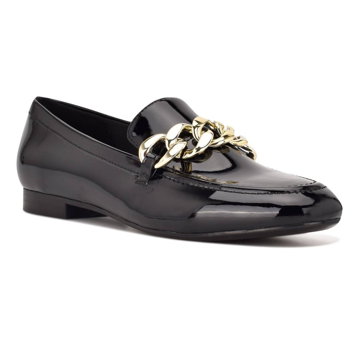 Black Women's Nine West Chain Slip-On Loafers | FJHY96024