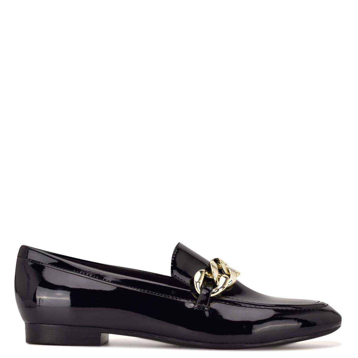 Black Women\'s Nine West Chain Slip-On Loafers | FJHY96024