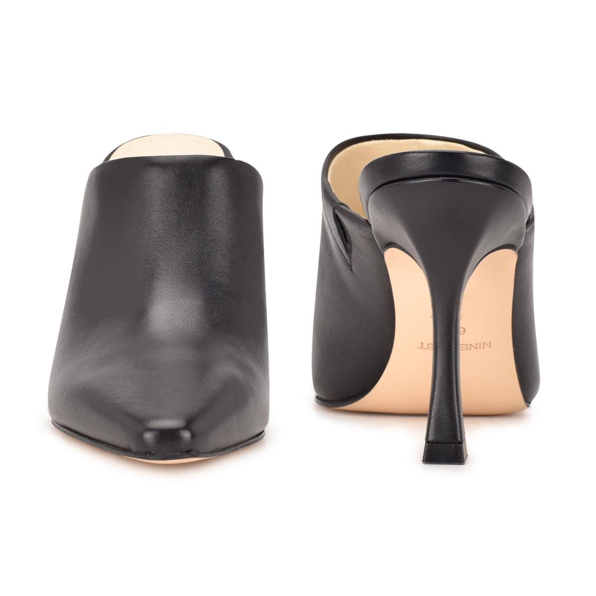 Black Women's Nine West Ciao Heel Mules | QYSN04218