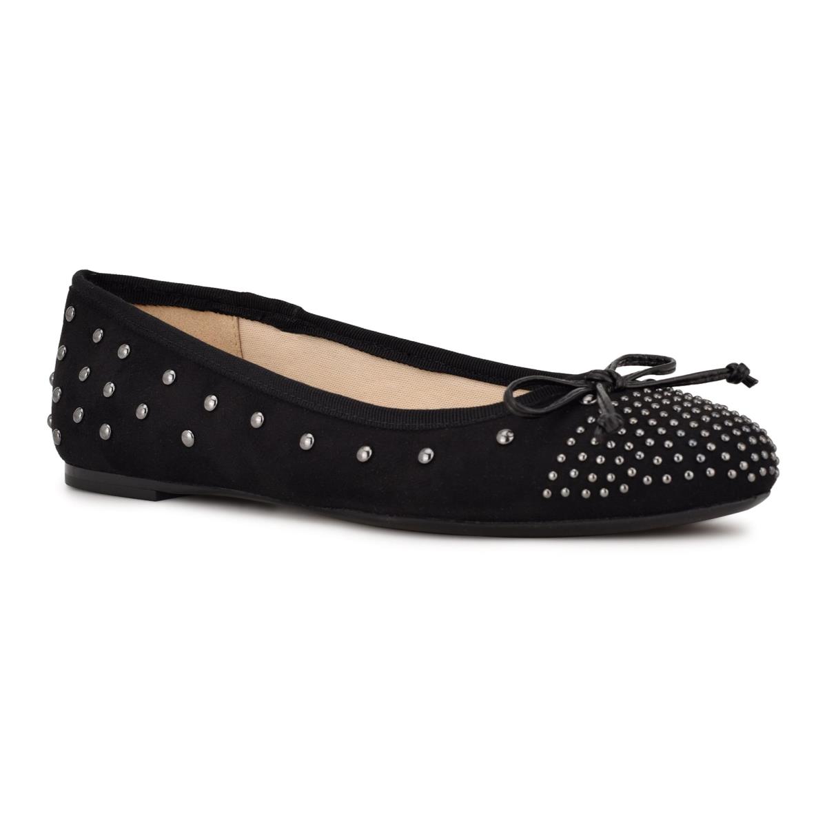 Black Women's Nine West Curvy Studded Ballet Ballet Flats | LAYX23941