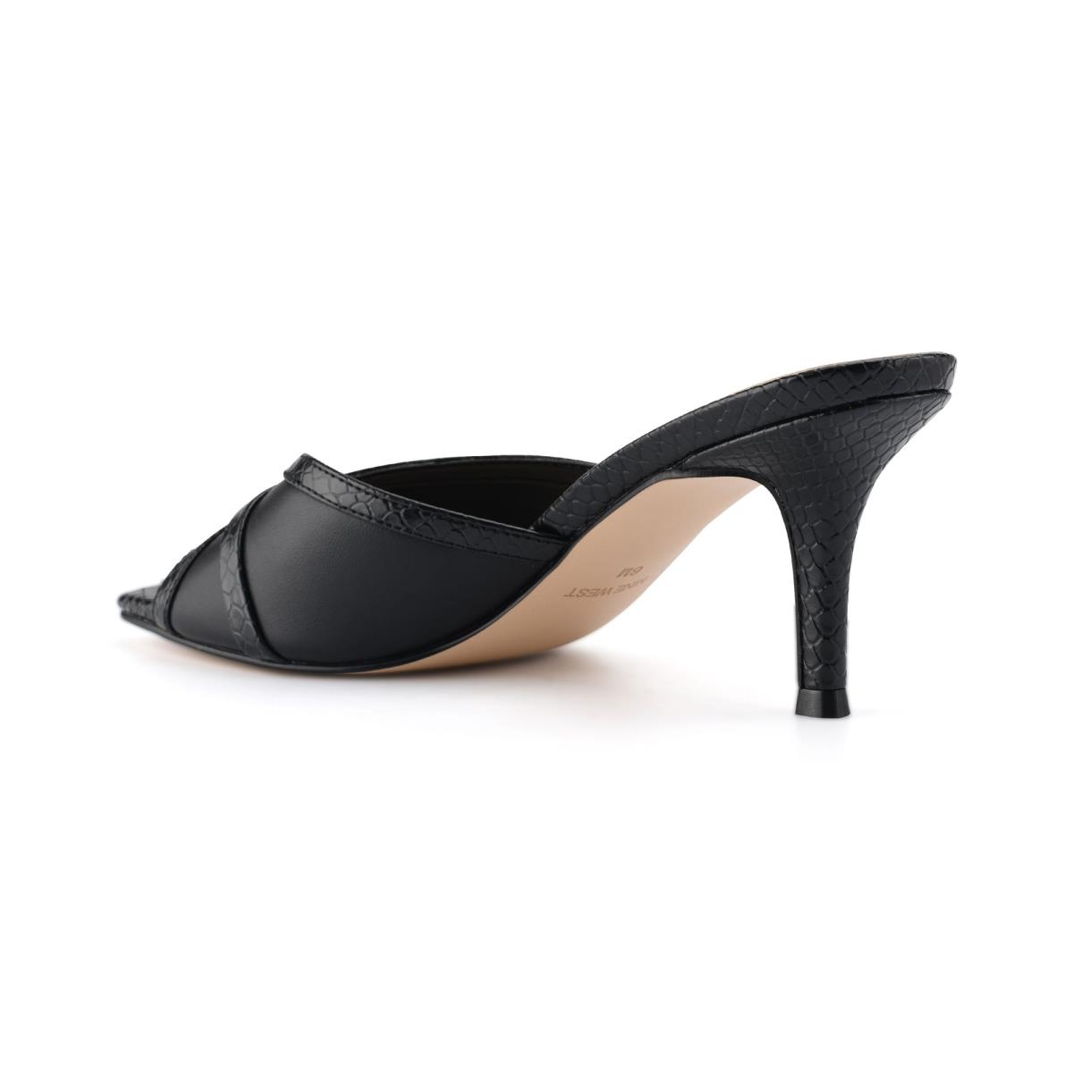 Black Women's Nine West Dainty Heeled Slide Sandals | VHMJ23098