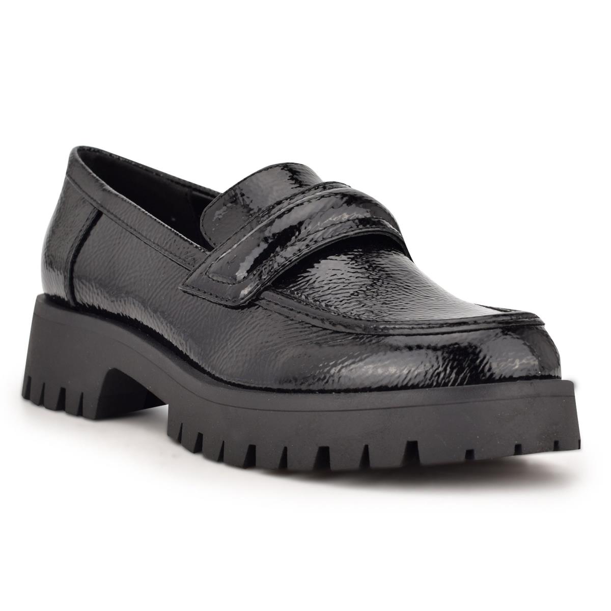 Black Women's Nine West Garren Lug Sole Loafers | MTJS14208