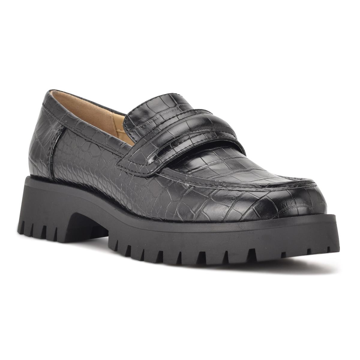 Black Women's Nine West Garren Lug Sole Loafers | ZAXP30528