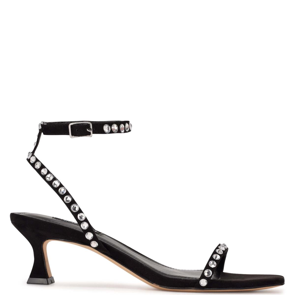 Black Women\'s Nine West Giena Ankle Strap Dress Sandals | JERN57061