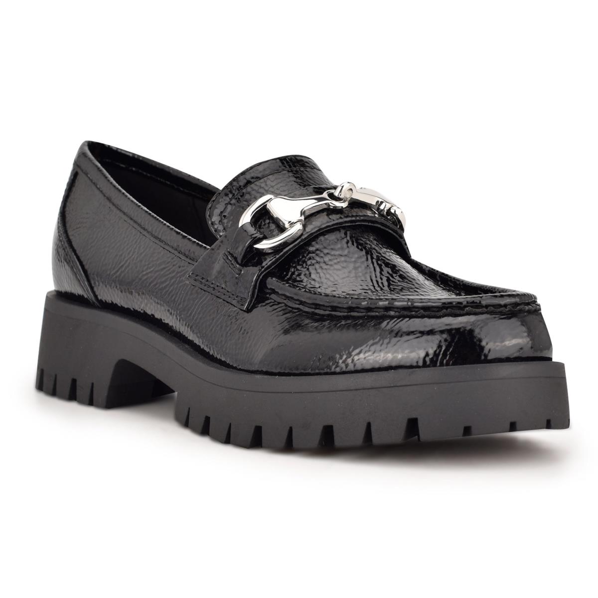 Black Women's Nine West Gonehme Lug Sole Loafers | AZLG02685