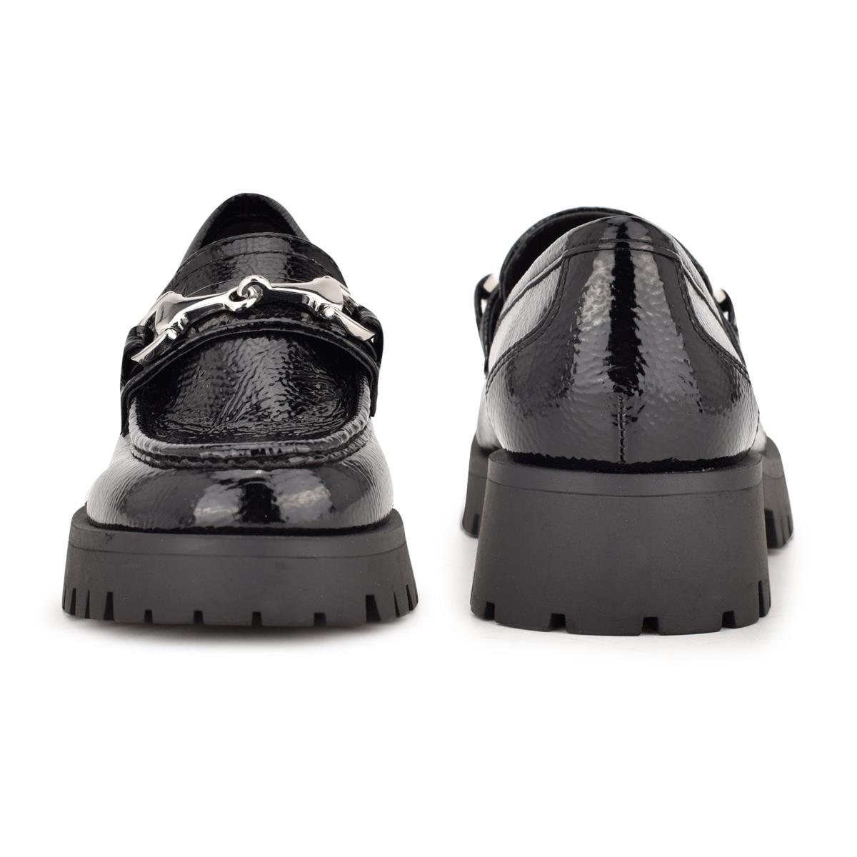 Black Women's Nine West Gonehme Lug Sole Loafers | AZLG02685