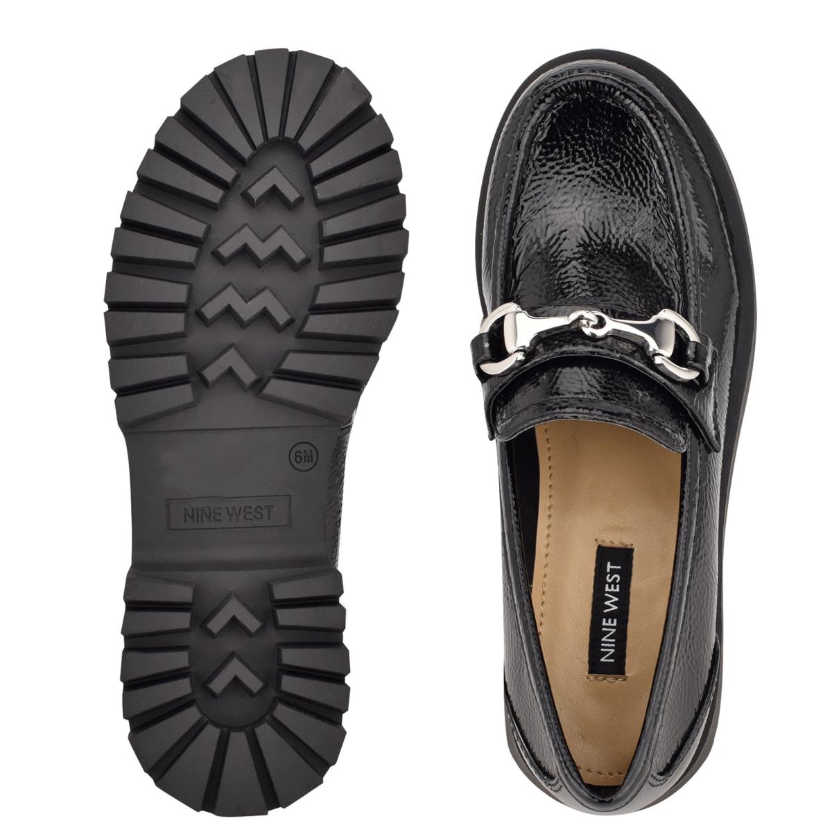 Black Women's Nine West Gonehme Lug Sole Loafers | AZLG02685