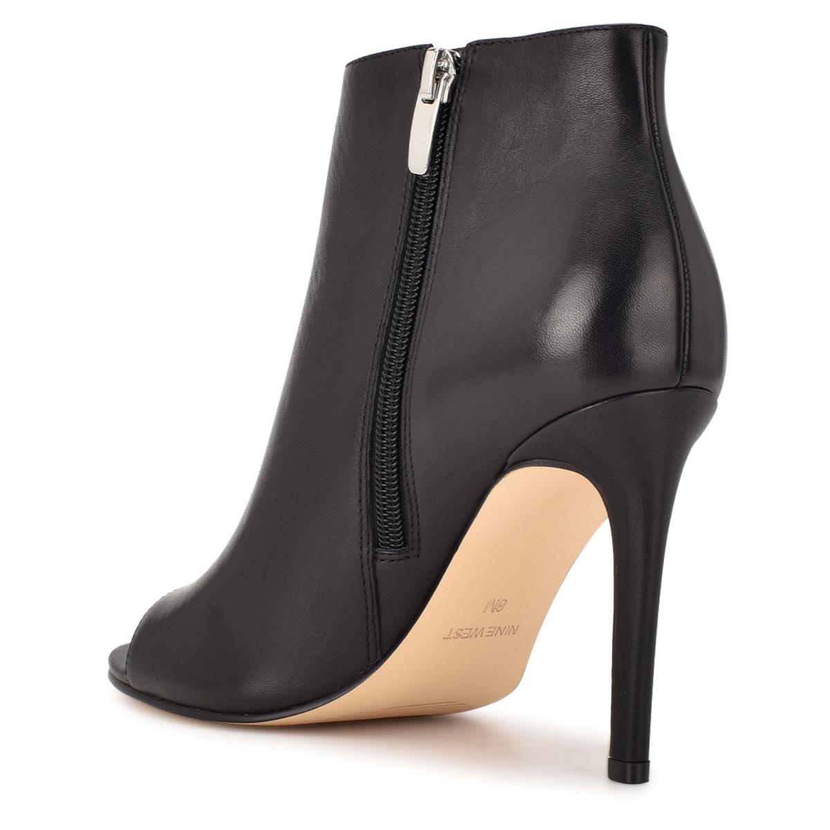 Black Women's Nine West Izip Peep toe Booties | JIPK98512