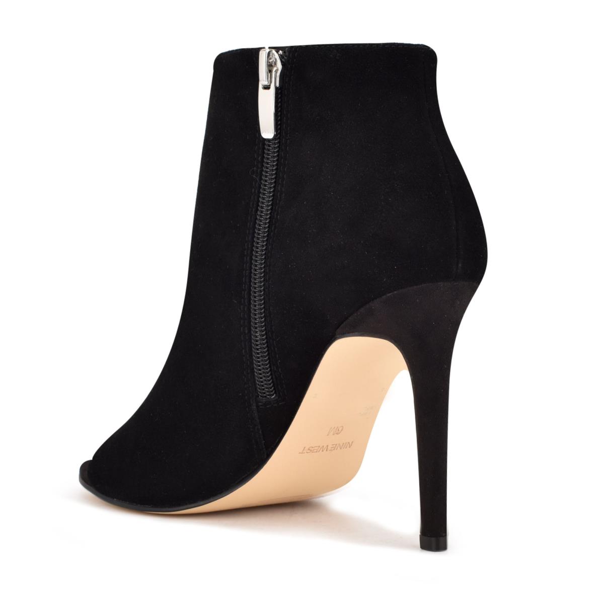 Black Women's Nine West Izip Peep toe Booties | WRKC27386