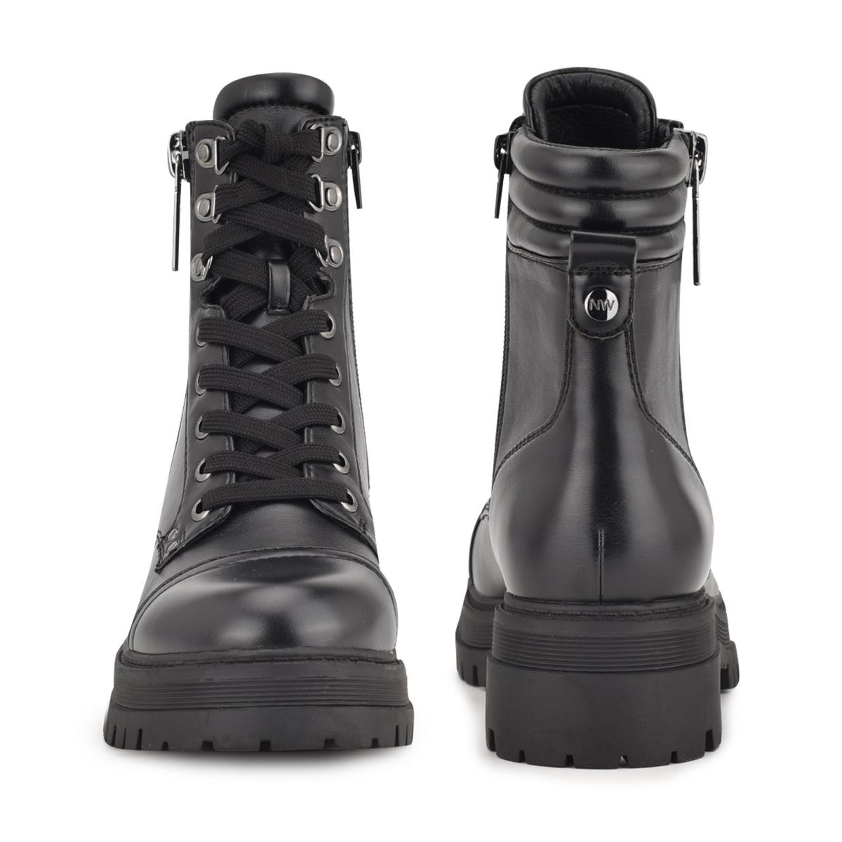 Black Women's Nine West Prinze Lug Sole Boots | PANV73140