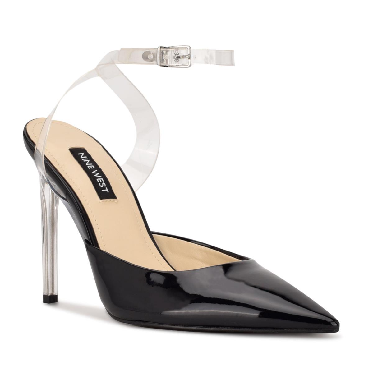 Black Women's Nine West Sparkea Ankle Strap Pumps | NJAR73908