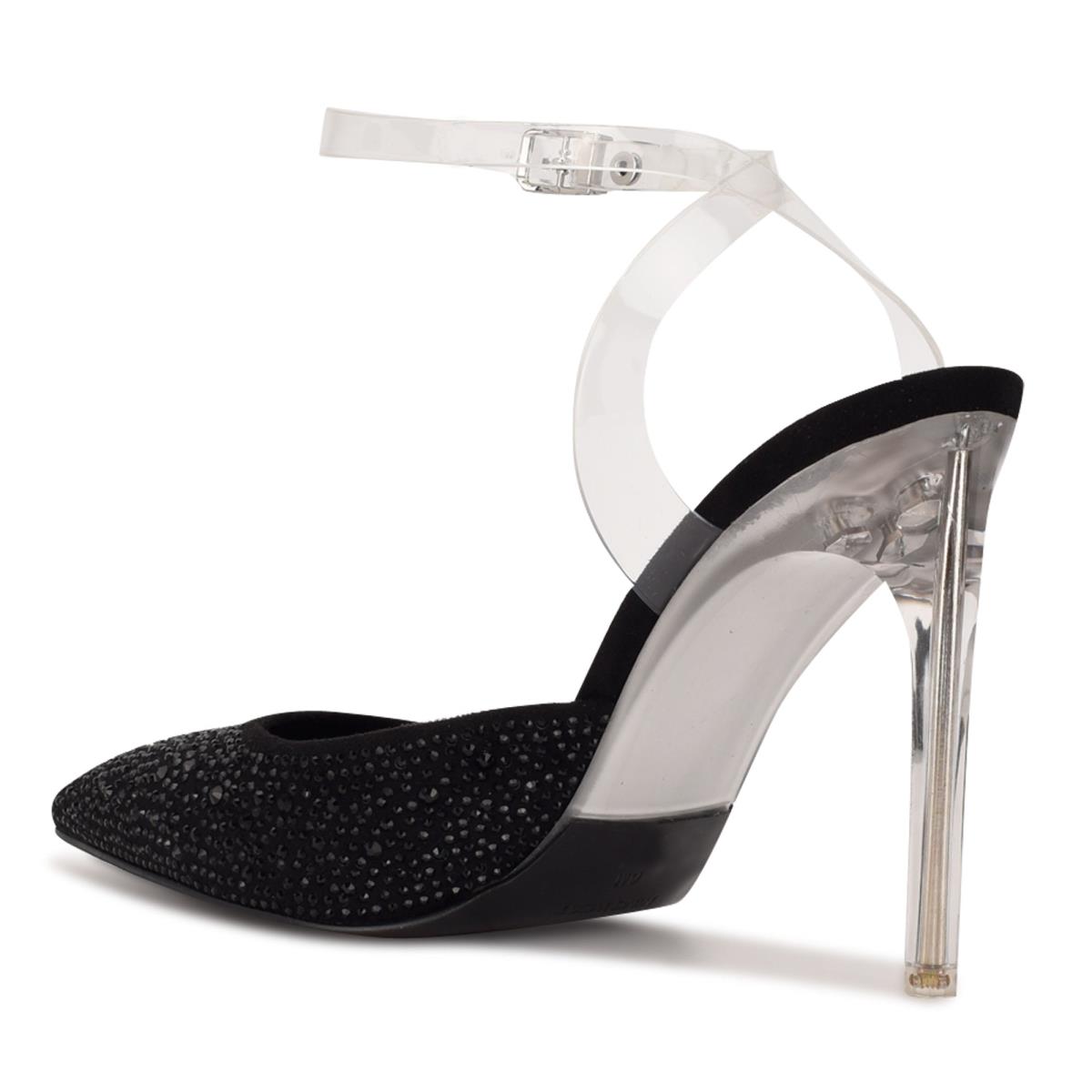 Black Women's Nine West Sparkel Ankle Strap Pumps | FKWA18042