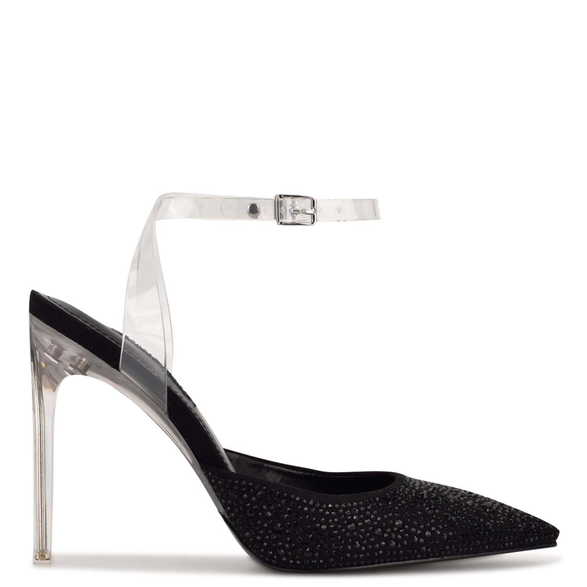 Black Women\'s Nine West Sparkel Ankle Strap Pumps | FKWA18042