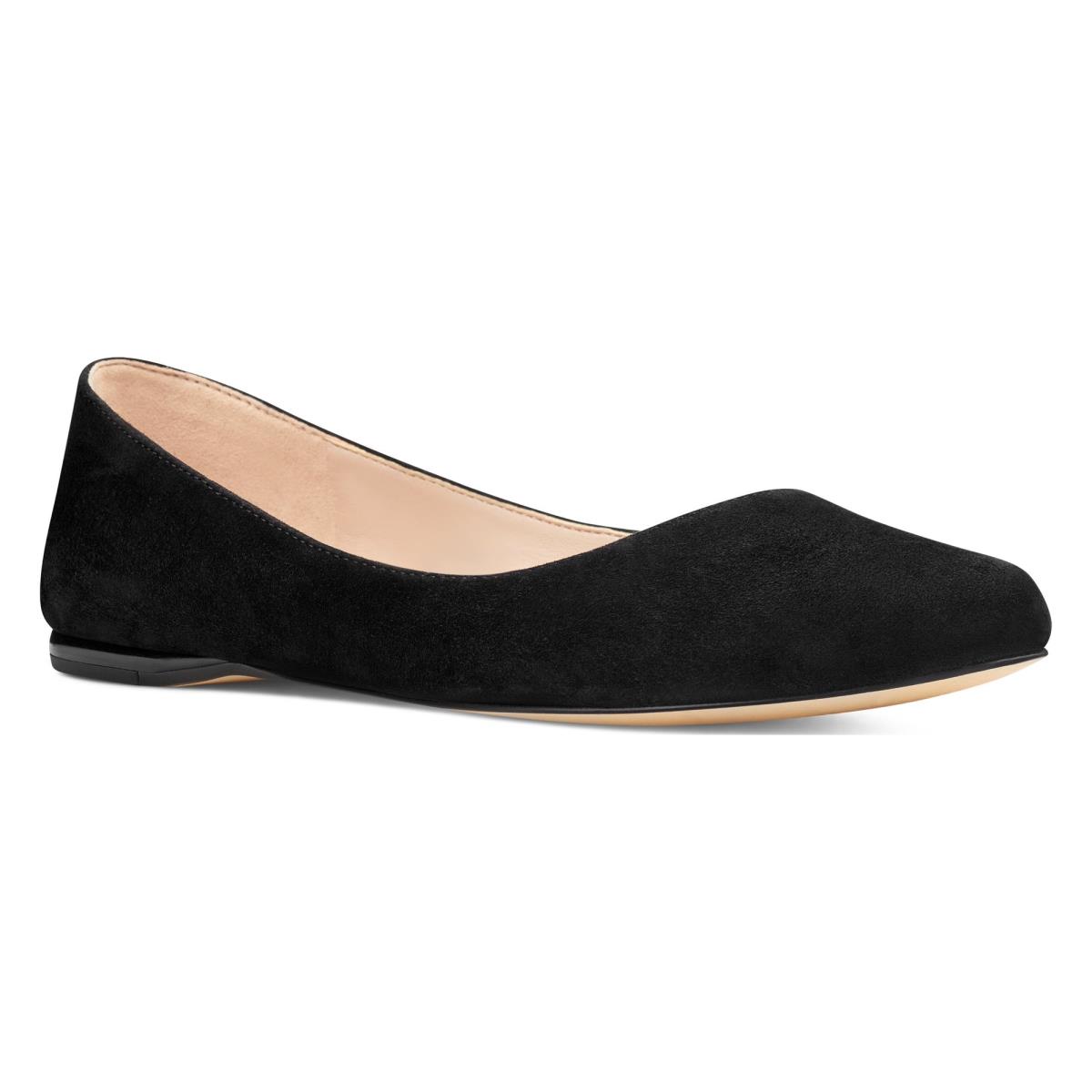 Black Women's Nine West Speakup Almond Toe Flats | UMSP72504