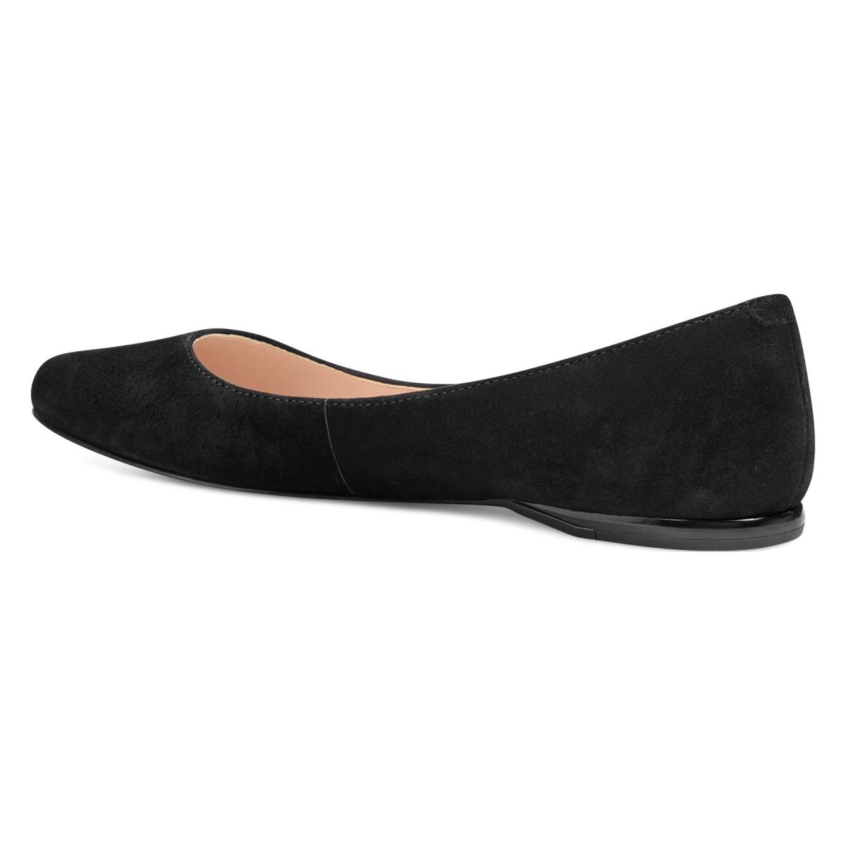 Black Women's Nine West Speakup Almond Toe Flats | UMSP72504