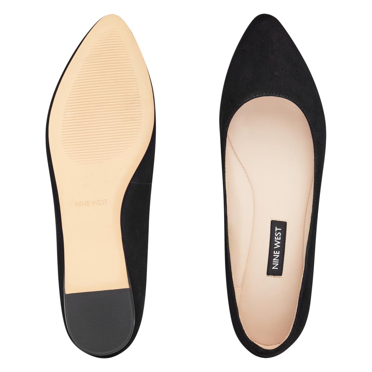 Black Women's Nine West Speakup Almond Toe Flats | UMSP72504