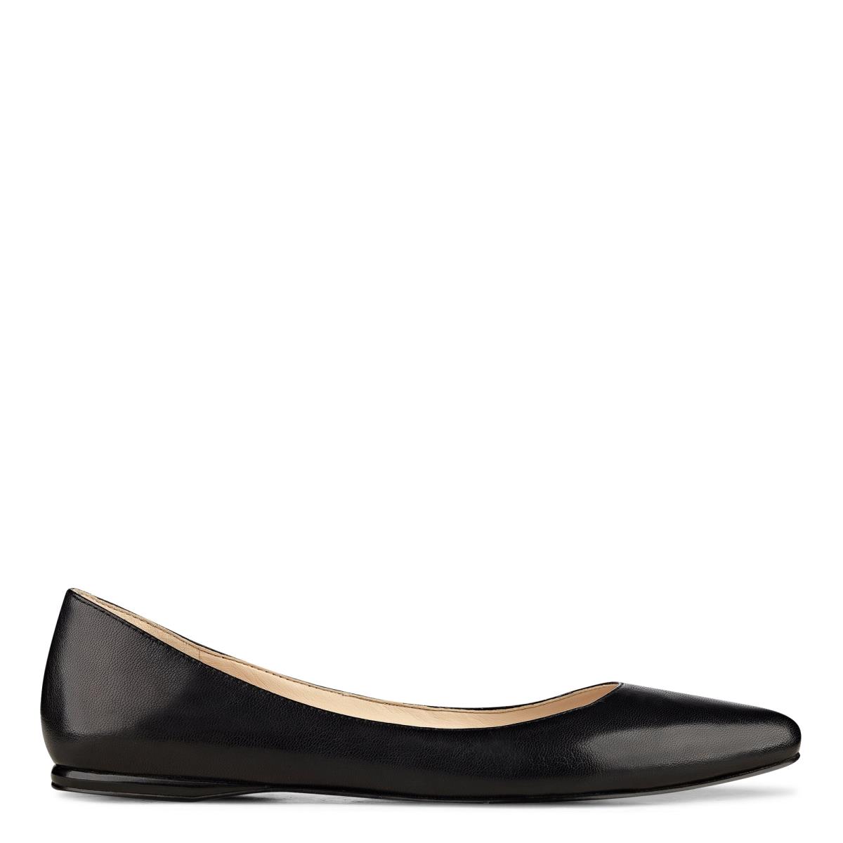 Black Women\'s Nine West Speakup Almond Toe Flats | WEQK46908