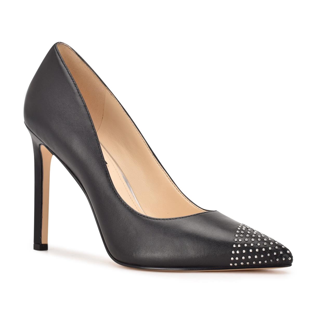 Black Women's Nine West Tadaa Studded Pointy Toe Pumps | BCFW53490