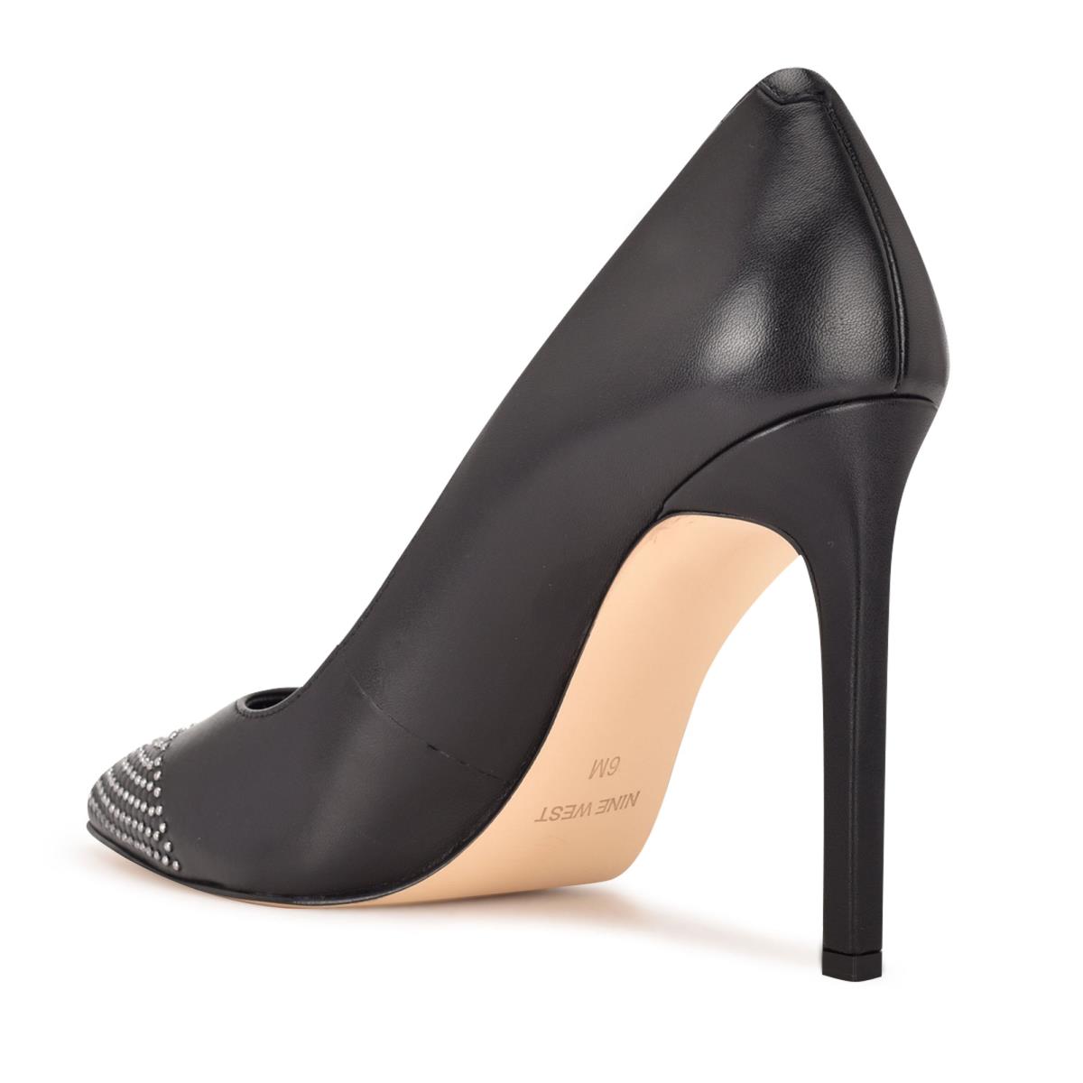 Black Women's Nine West Tadaa Studded Pointy Toe Pumps | BCFW53490