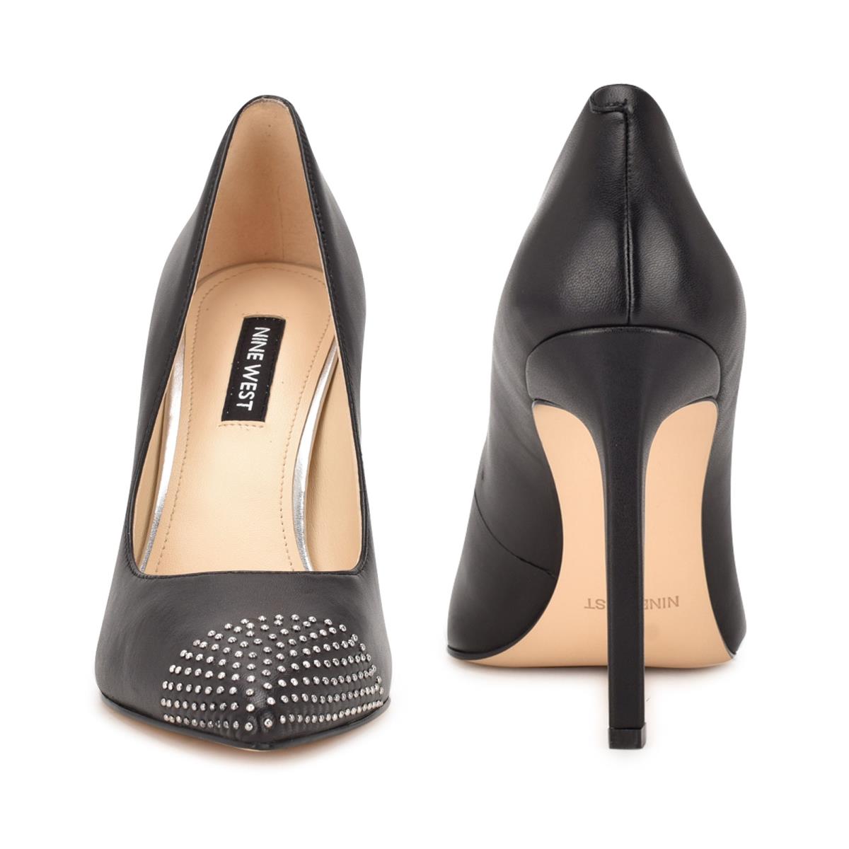 Black Women's Nine West Tadaa Studded Pointy Toe Pumps | BCFW53490