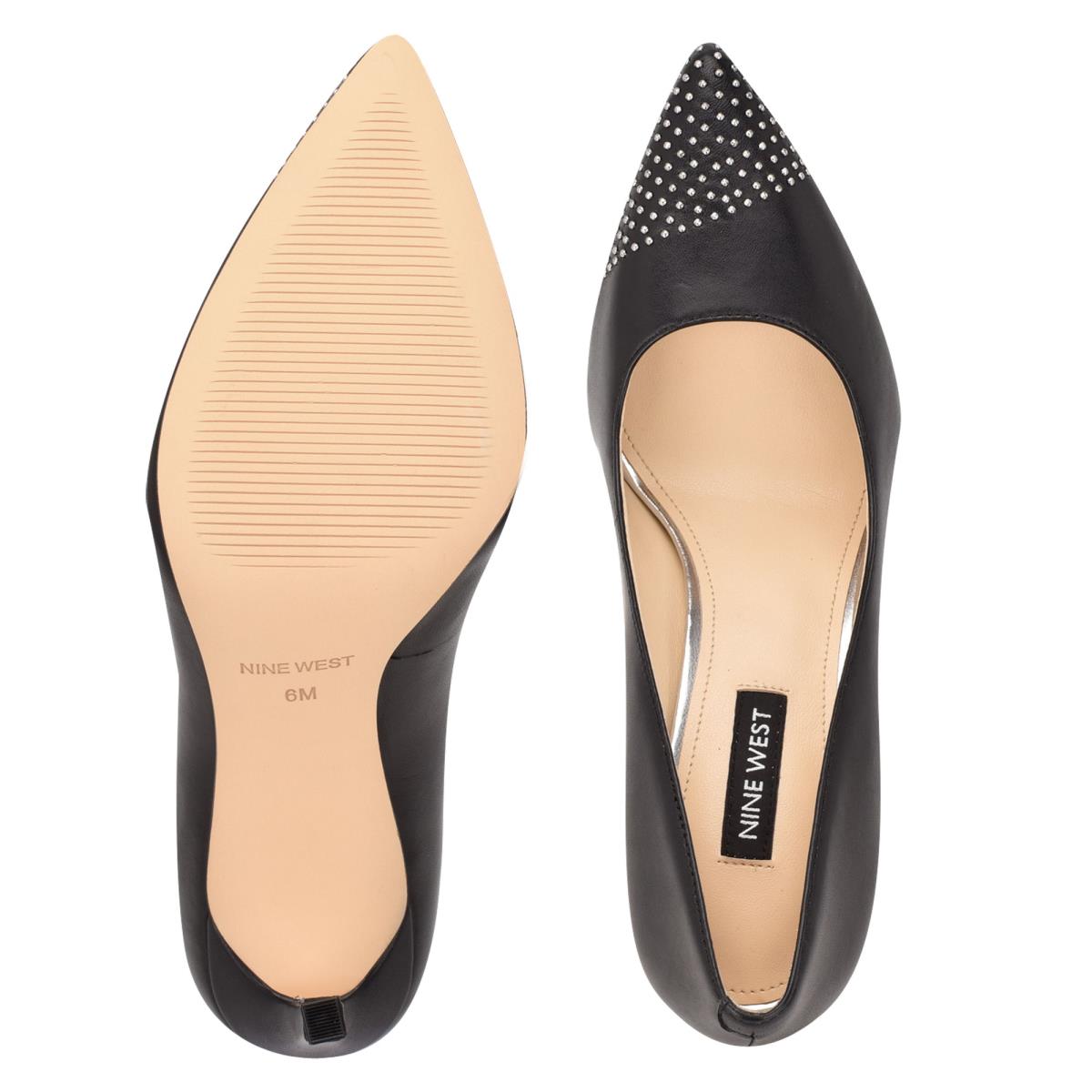 Black Women's Nine West Tadaa Studded Pointy Toe Pumps | BCFW53490