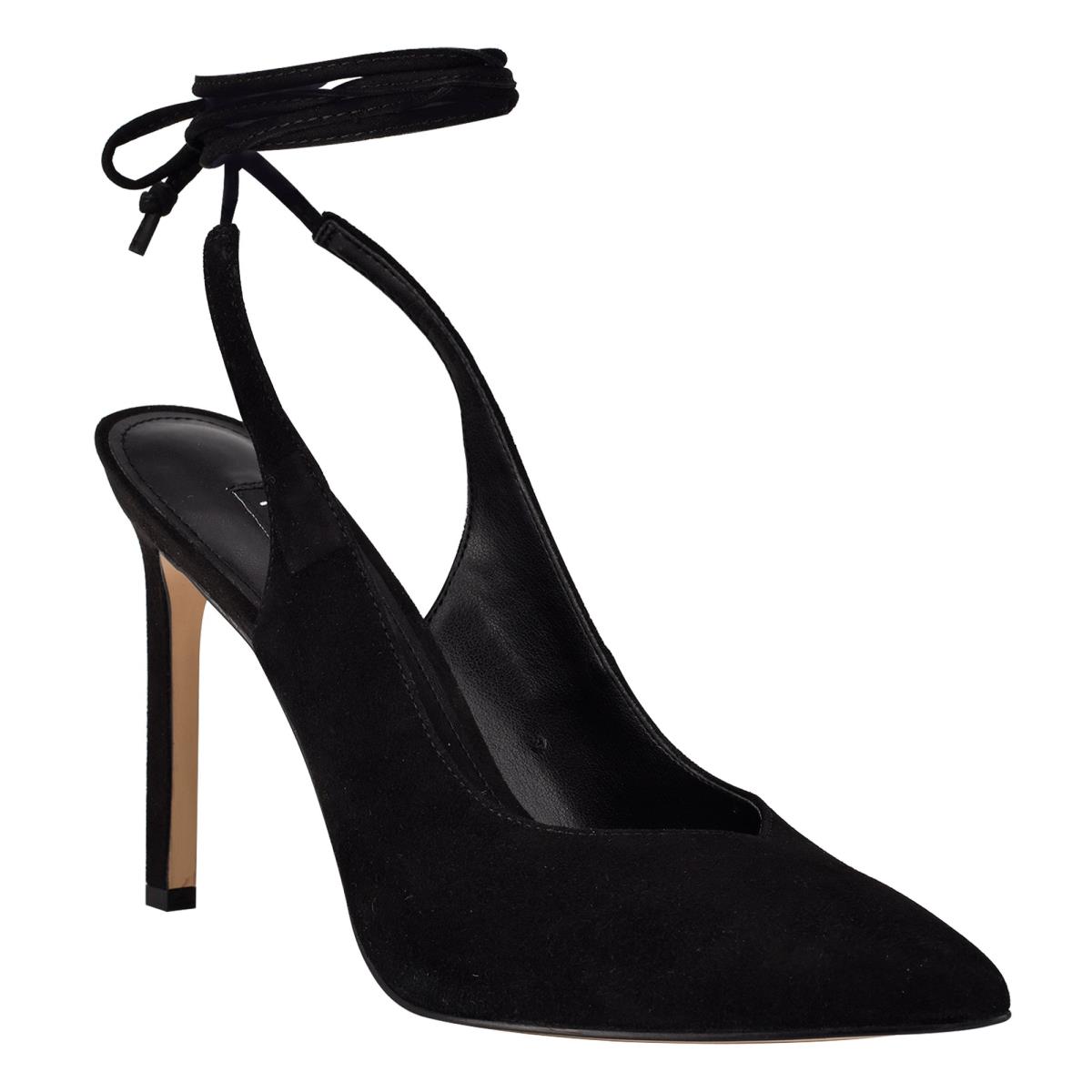 Black Women's Nine West Talon Ankle Wrap Dress Pumps | VXYH95736