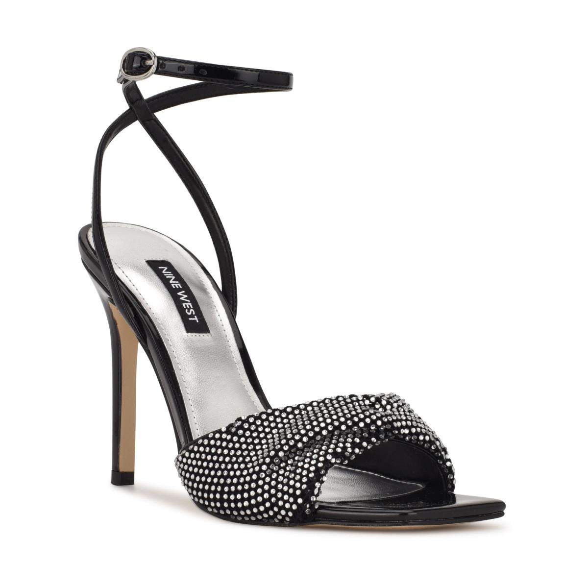 Black Women's Nine West Twinkle Heeled Dress Sandals | LTRQ80152