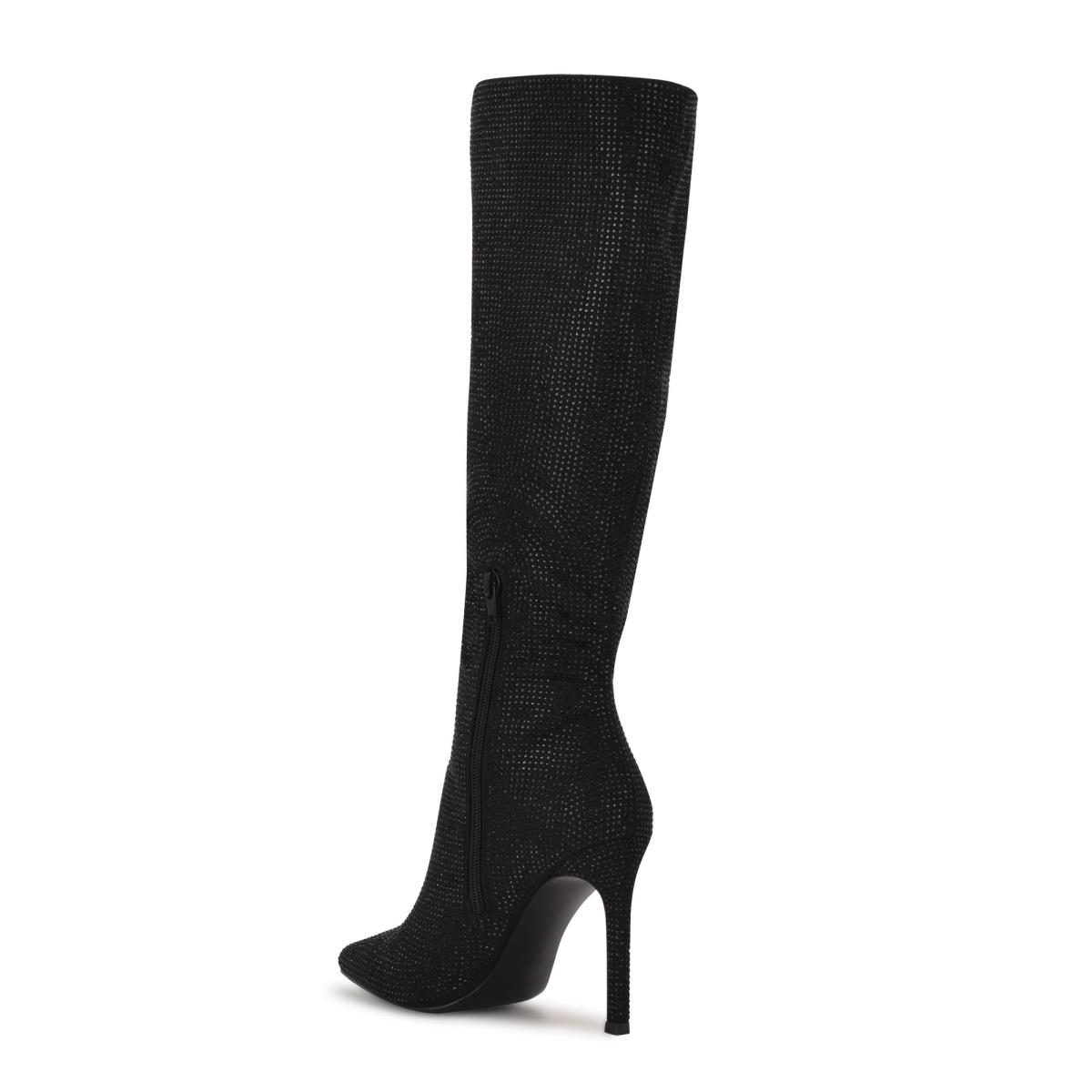 Black Women's Nine West Tysh Rhinestone Dress Boots | ELAU36725