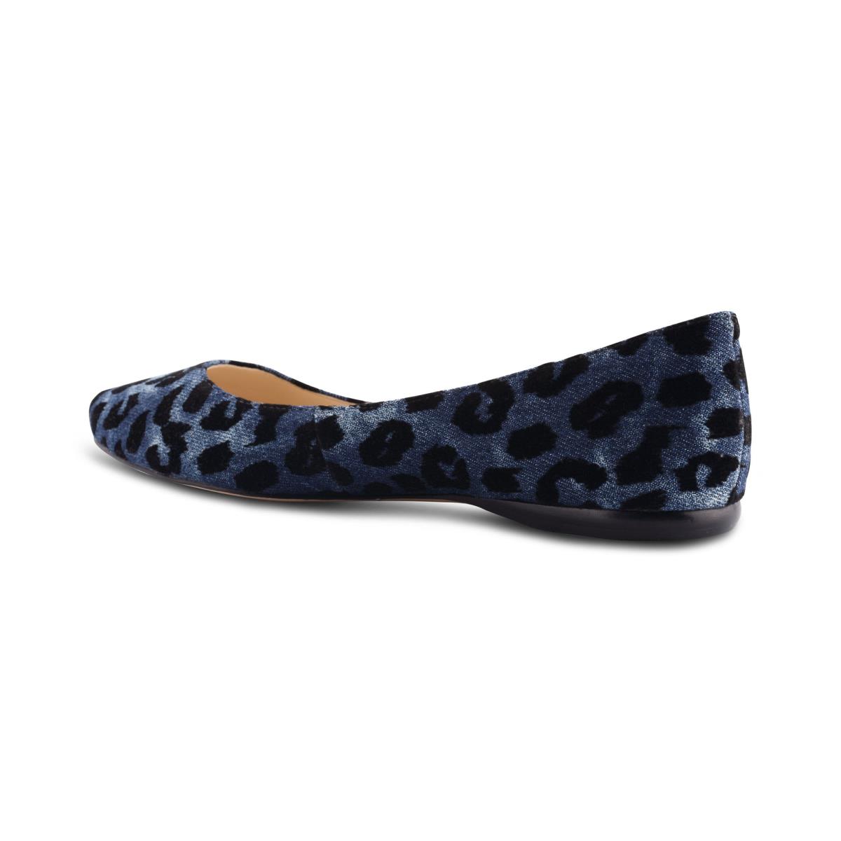 Blue Leopard Women's Nine West Speakup Almond Toe Ballet Flats | IXVJ19326