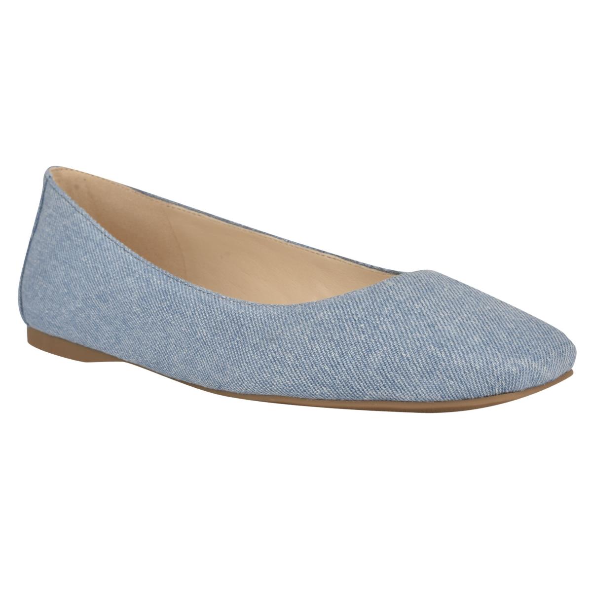 Blue Women's Nine West Alena Square-Toe Ballet Flats | NBQO91724