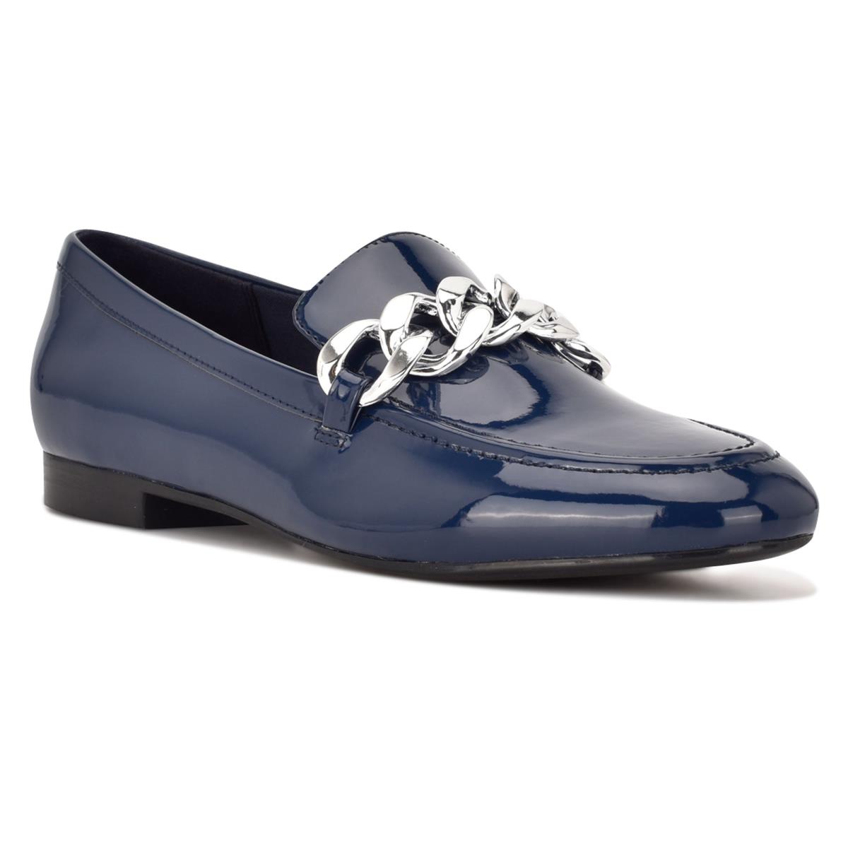 Blue Women's Nine West Chain Slip-On Loafers | LNEJ69287