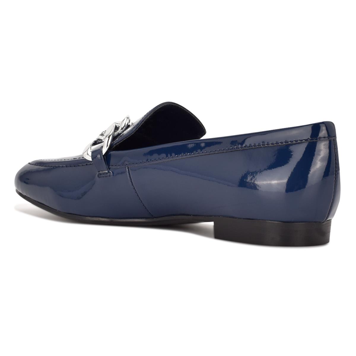 Blue Women's Nine West Chain Slip-On Loafers | LNEJ69287