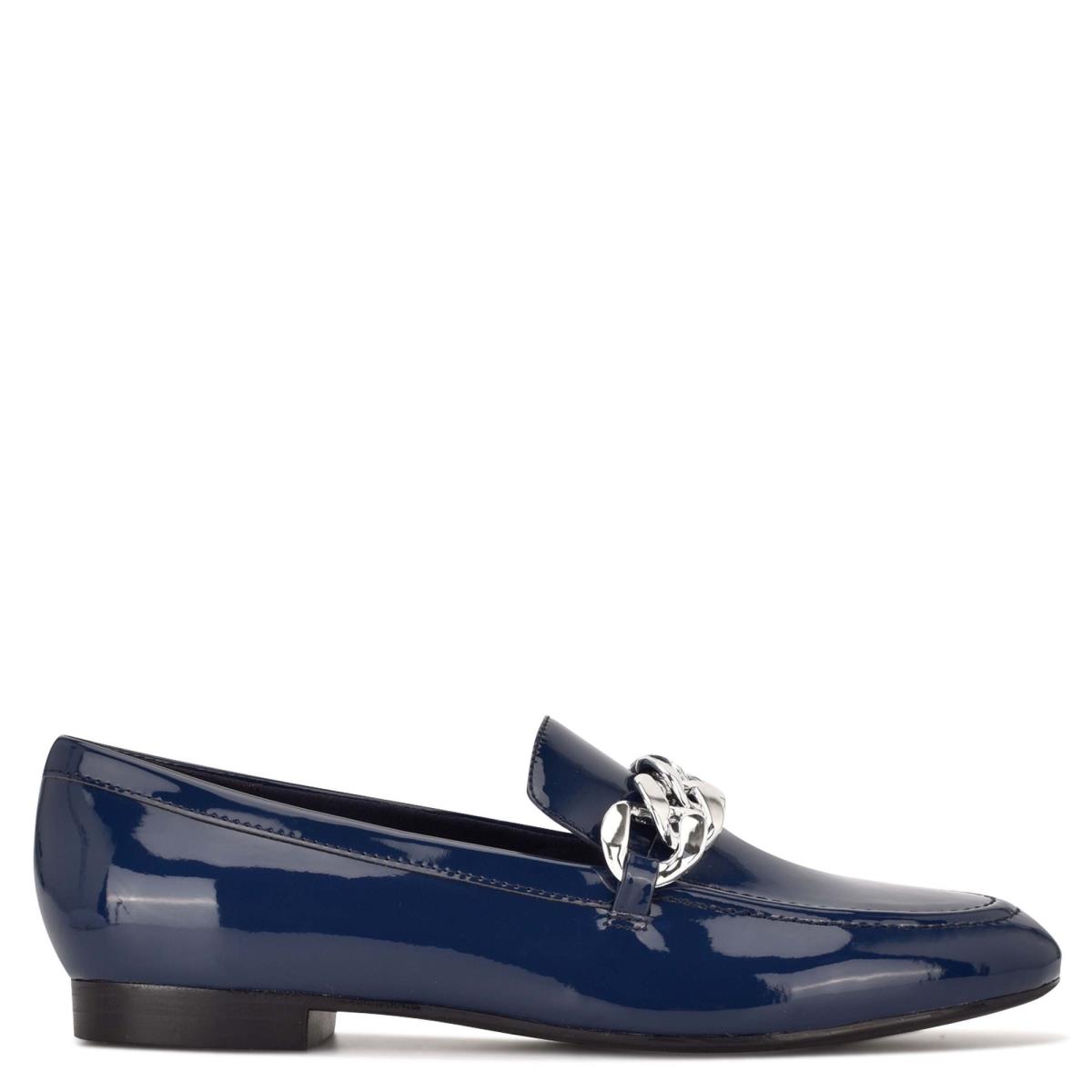 Blue Women\'s Nine West Chain Slip-On Loafers | LNEJ69287