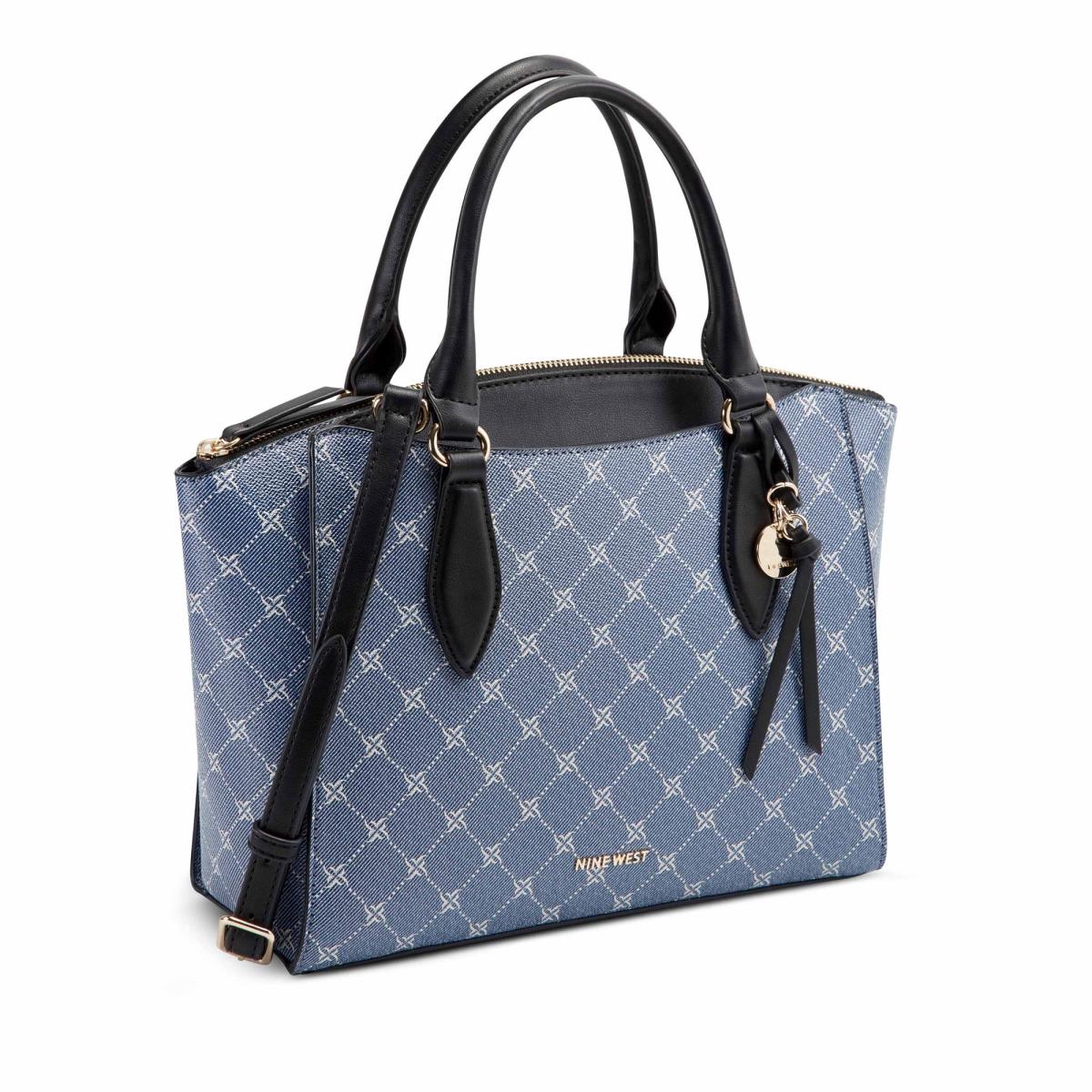 Blue Women's Nine West Paisley Jet Set Satchel Bags | GJUL59832