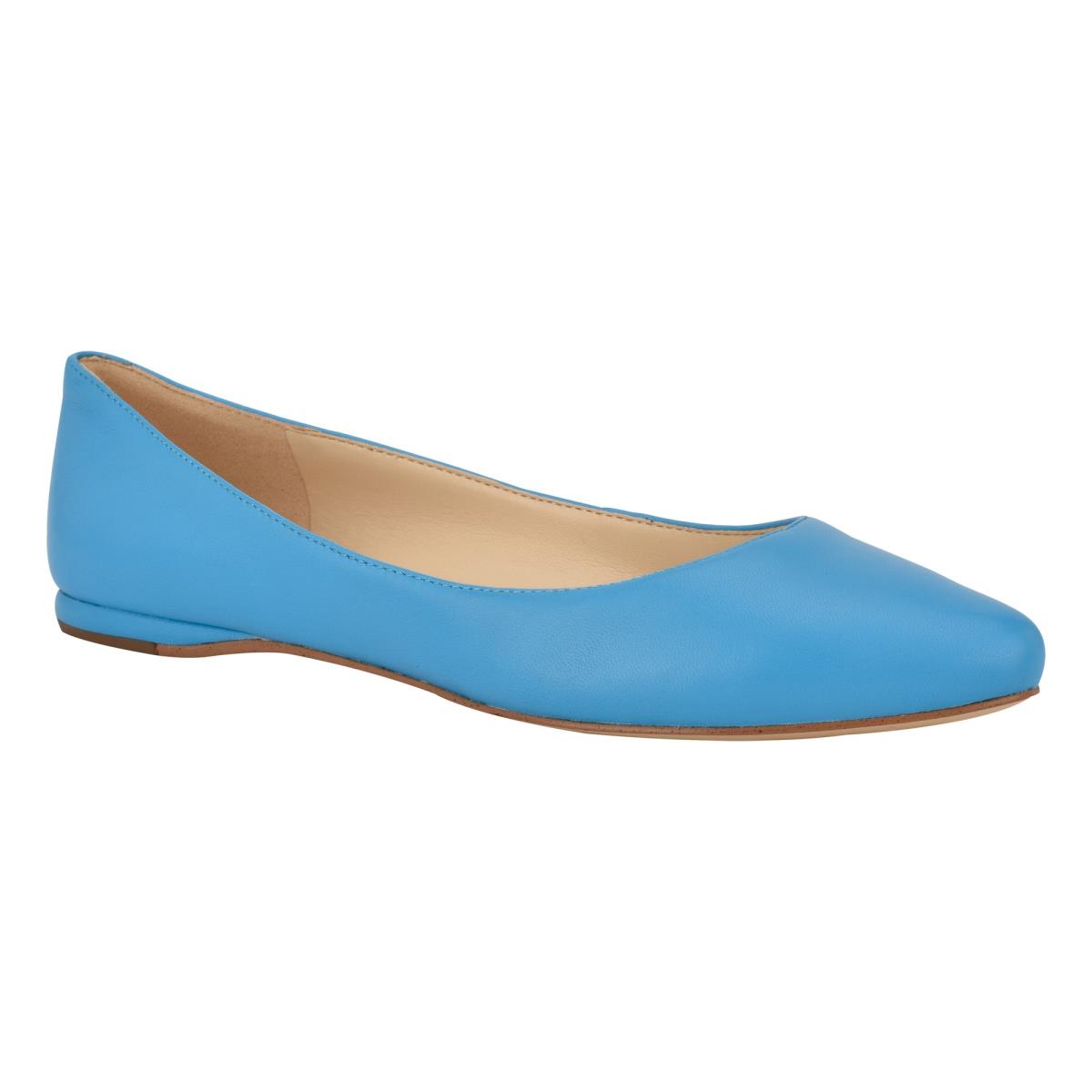 Blue Women's Nine West Speakup Almond Toe Ballet Flats | YWJP23874