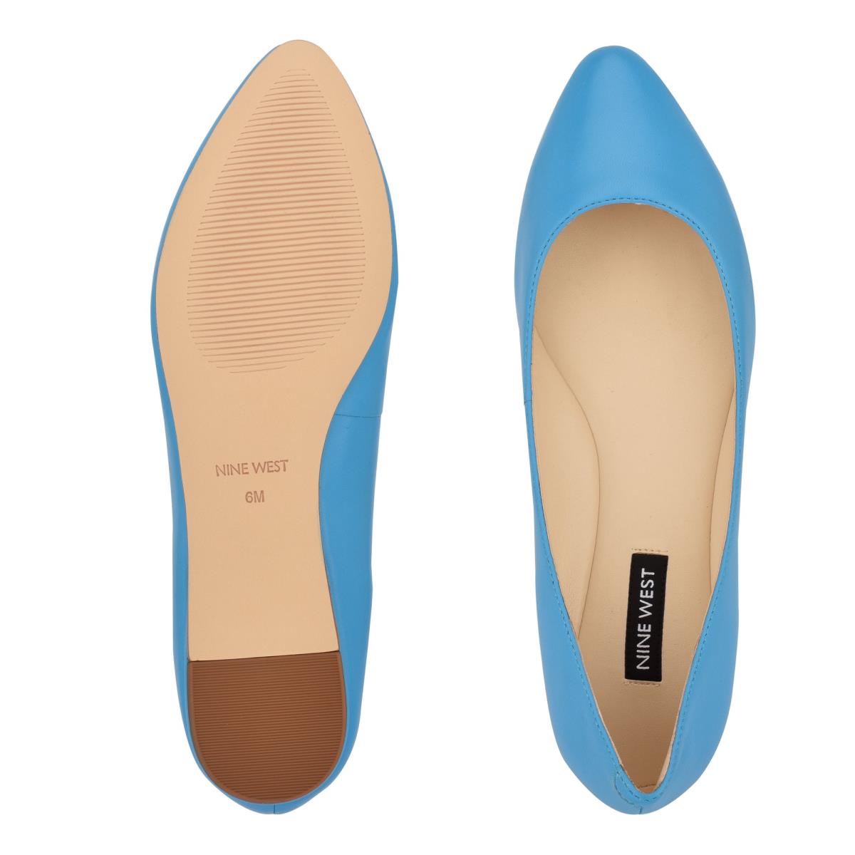 Blue Women's Nine West Speakup Almond Toe Ballet Flats | YWJP23874