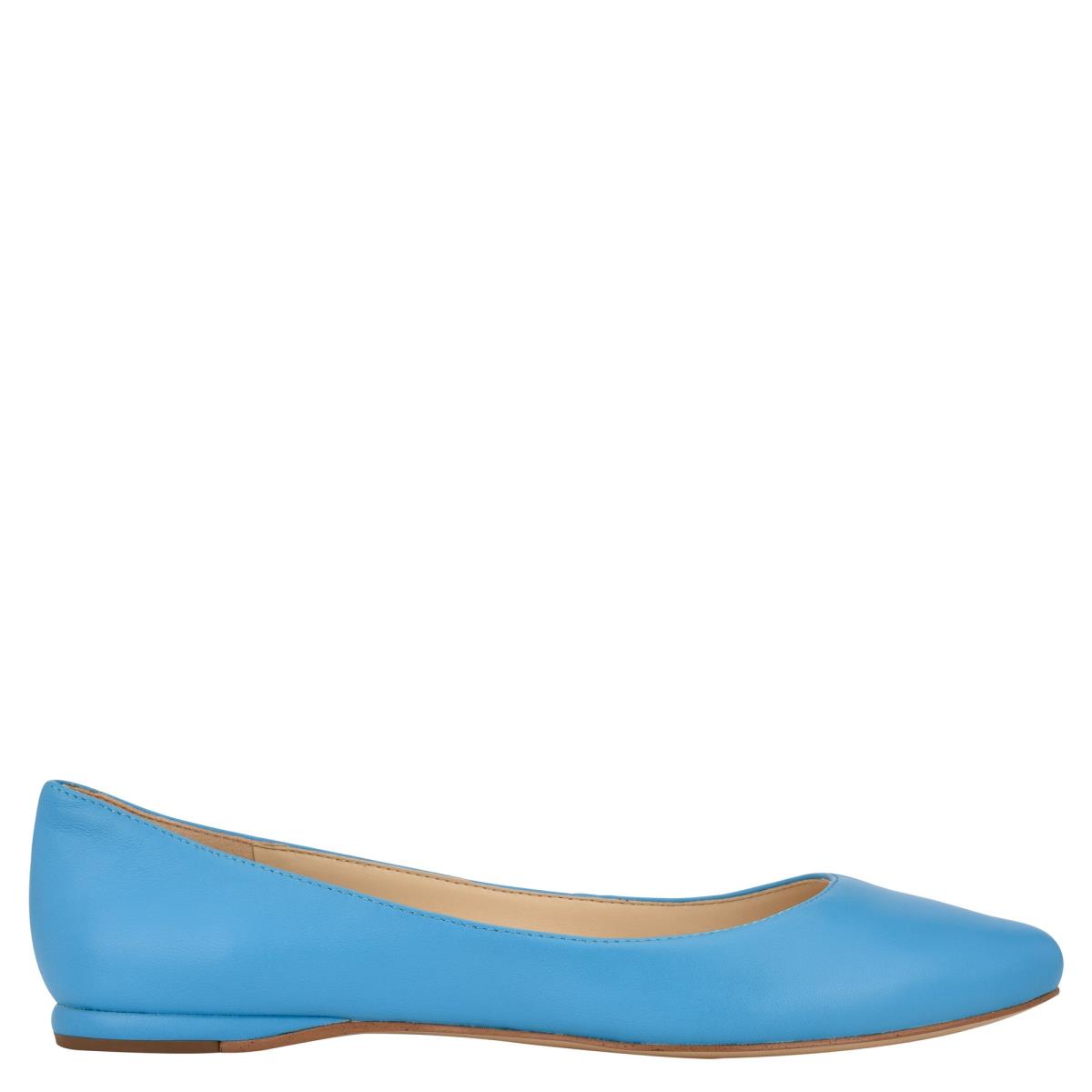 Blue Women\'s Nine West Speakup Almond Toe Ballet Flats | YWJP23874