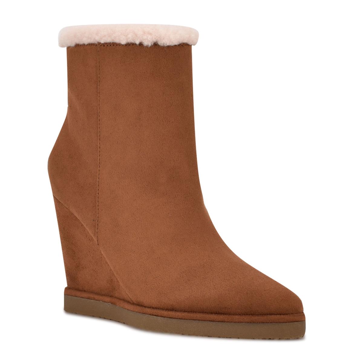 Brown Women's Nine West Apres Wedge Booties | BHGK02514