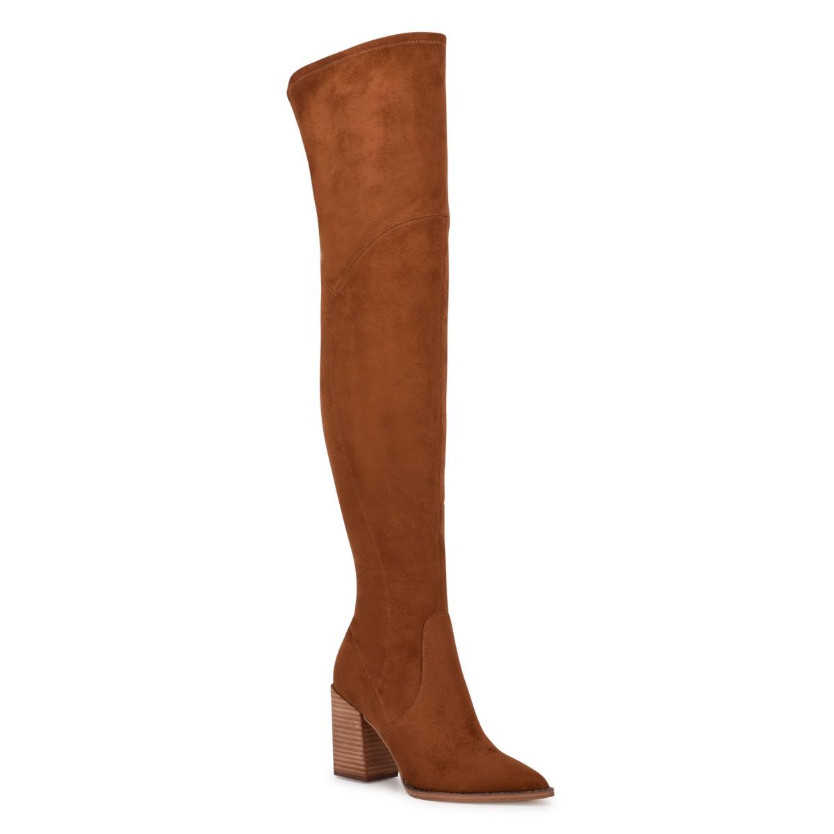 Brown Women's Nine West Barret Over The Knee Heeled Boots | VDYL56821