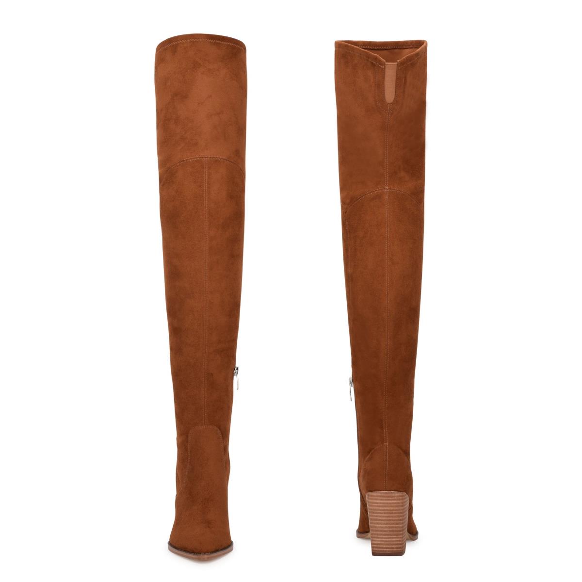 Brown Women's Nine West Barret Over The Knee Heeled Boots | VDYL56821