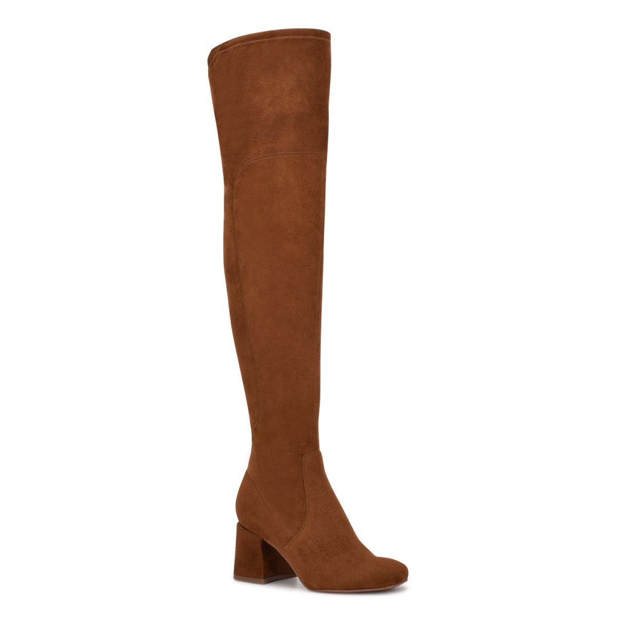 Brown Women's Nine West Blocky Over The Knee Heeled Boots | YNUJ52178