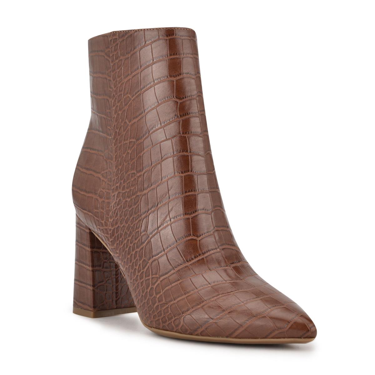 Brown Women's Nine West Cacey 9x9 Heeled Booties | SVKL64580