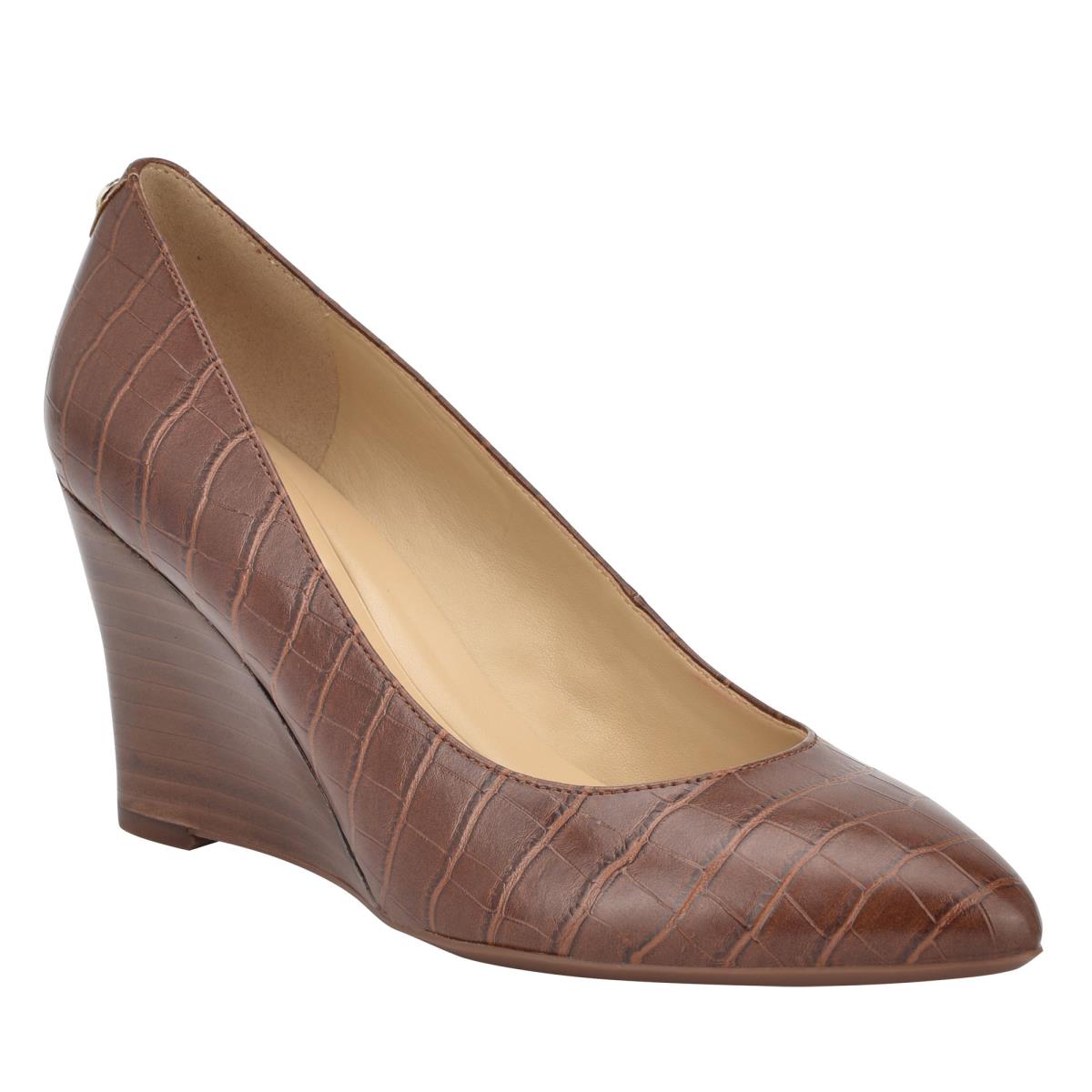 Brown Women's Nine West Cal 9x9 Dress Wedges | XVID83560