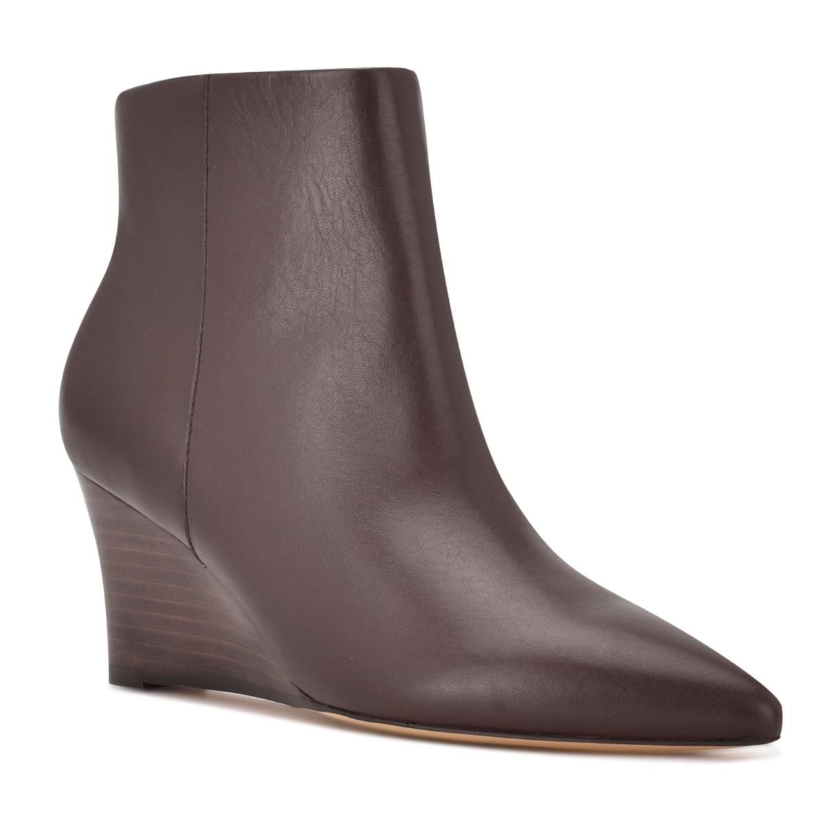 Brown Women's Nine West Carter Wedge Booties | DCTA32075