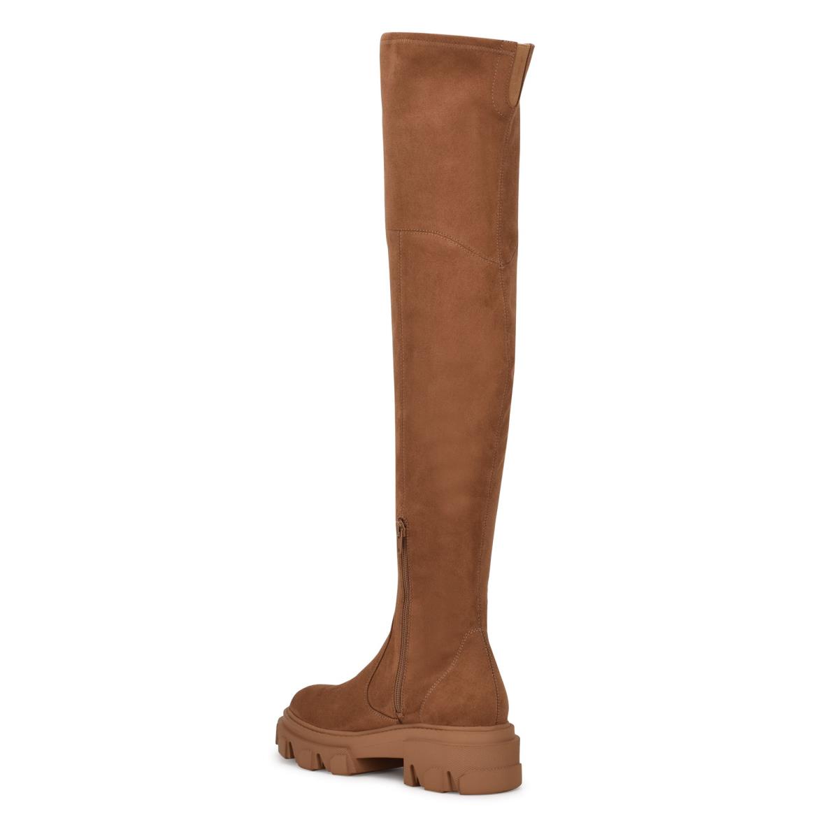 Brown Women's Nine West Cellie Over the Knee Lug Sole Boots | EBWL34780