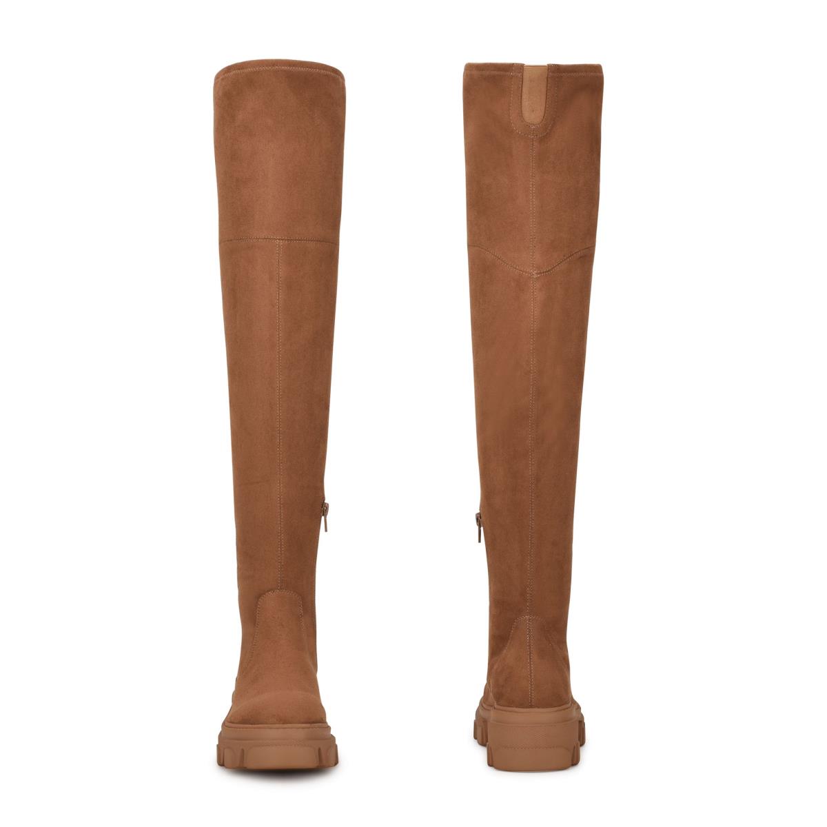 Brown Women's Nine West Cellie Over the Knee Lug Sole Boots | EBWL34780