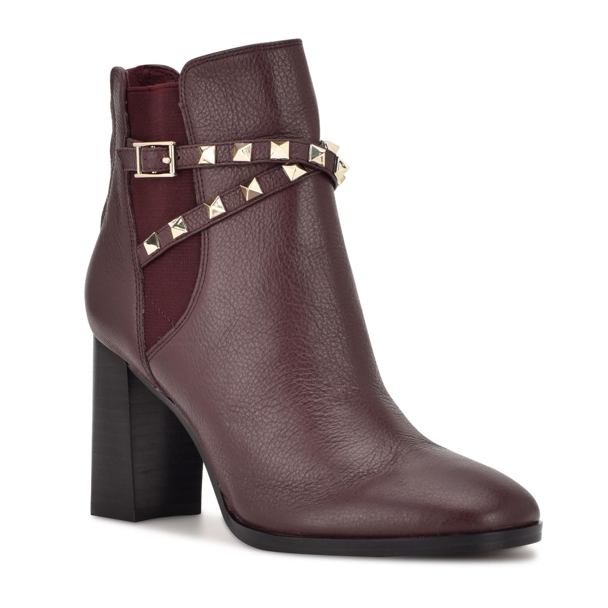 Brown Women's Nine West Donda Heeled Booties | UTXC49367