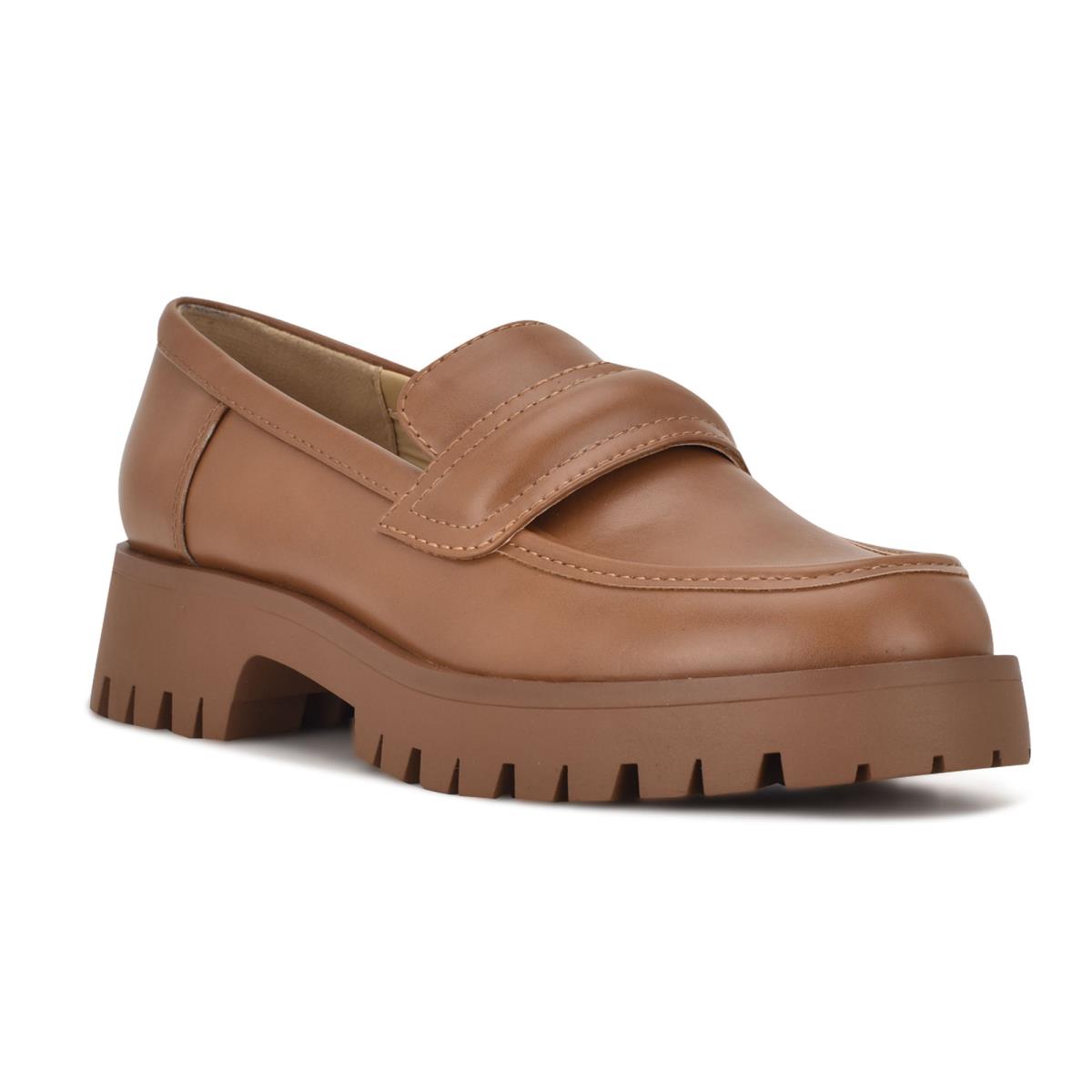 Brown Women's Nine West Garren Lug Sole Loafers | CFQW41695