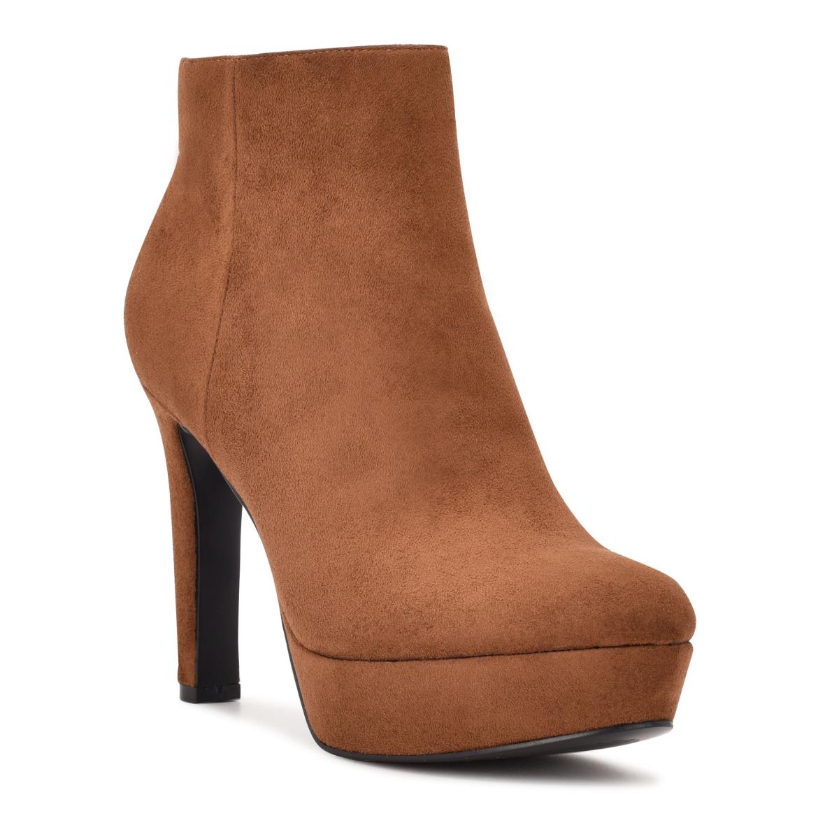 Brown Women's Nine West Glowup Platform Booties | XMTP05862