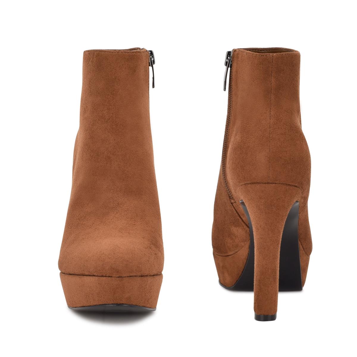 Brown Women's Nine West Glowup Platform Booties | XMTP05862